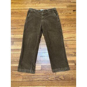 LL Bean Mens Comfort Waist Corduroy Pants Size 38x30 Brown Flat Front Trousers